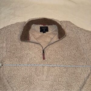 Southern Marsh Cream Light Brown 1/4 Zip Sherpa Pullover Women’s XL